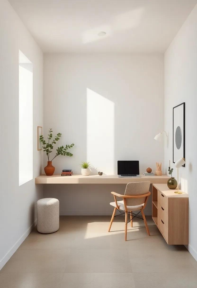 Pale sand-colored desks framed by textured white walls⁤ create​ a ⁢balanced workspace ⁤that fosters‍ calm and ​concentration