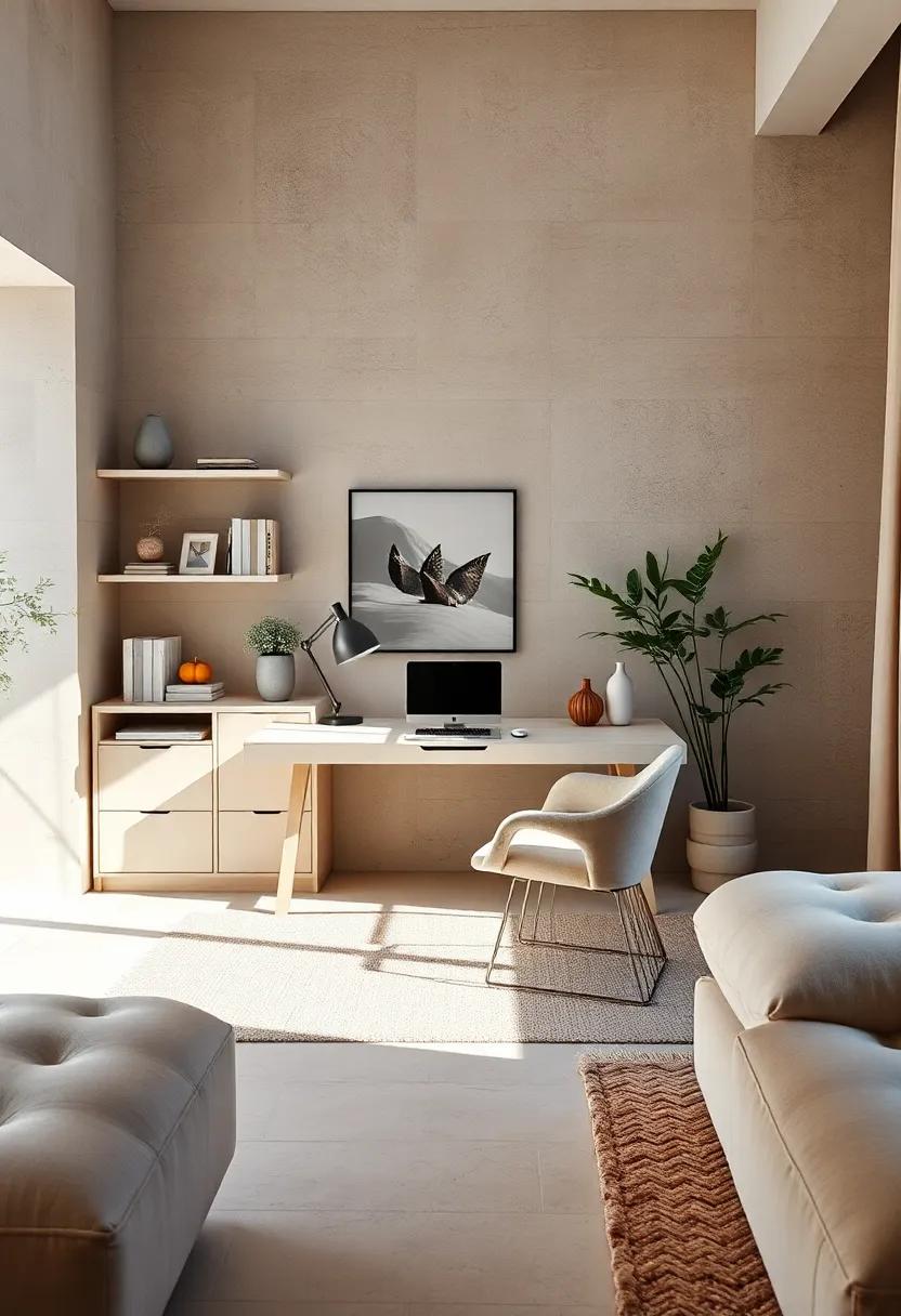 Incorporate‍ hidden ⁣drawers⁤ within a simple beige desk to⁣ keep⁣ office essentials out ‍of‌ sight ⁤and the⁣ atmosphere uncluttered