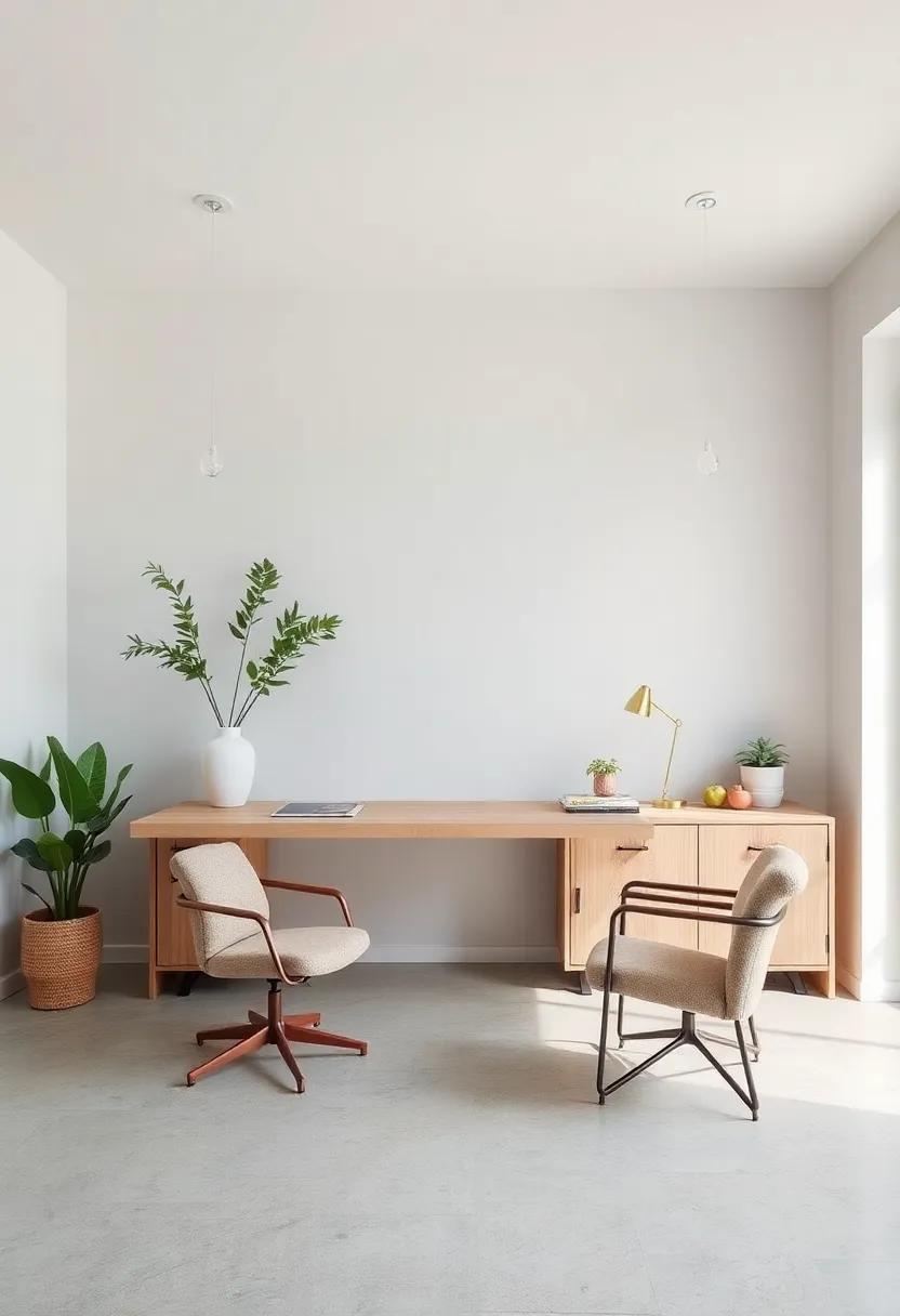 Steel-frame desks with pale⁣ wood tops combine ​durability with minimalist lines, perfect for a contemporary yet‌ calming office