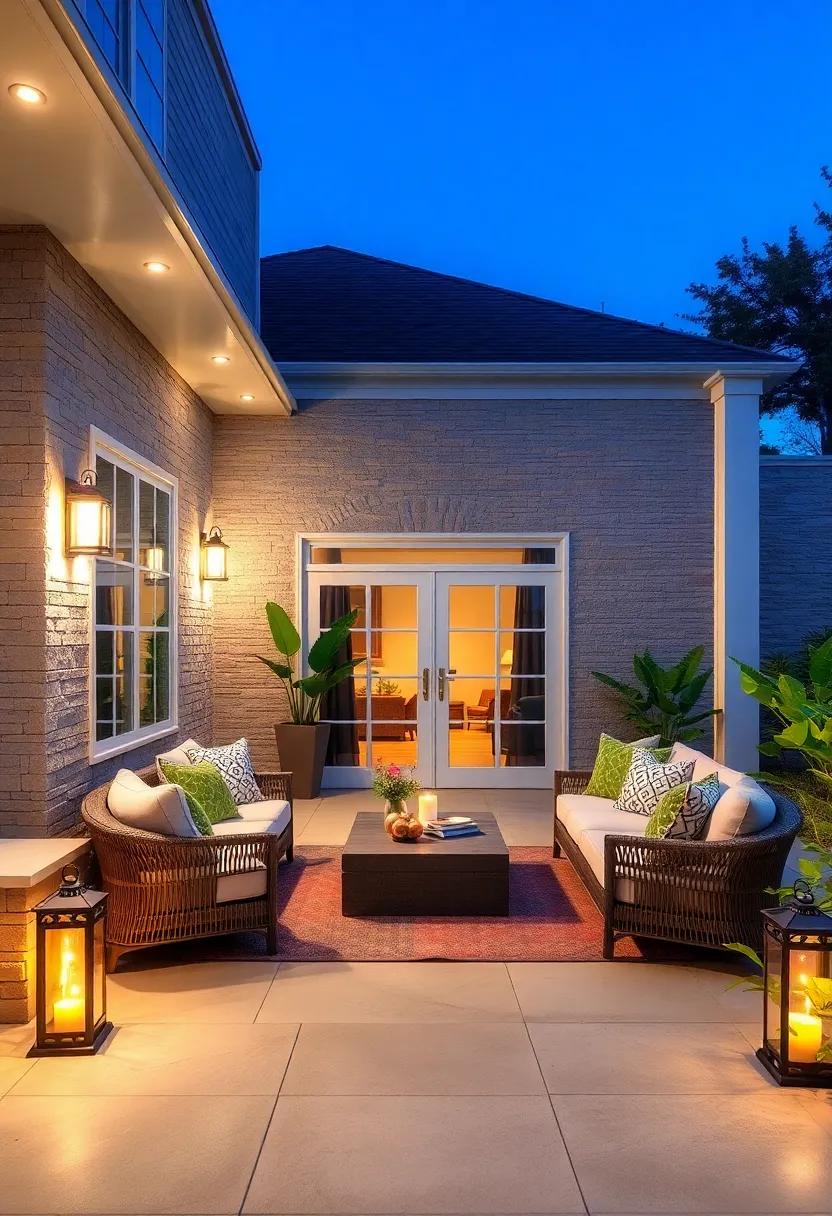 Lantern-Style Post Lights to Define Patio Boundaries