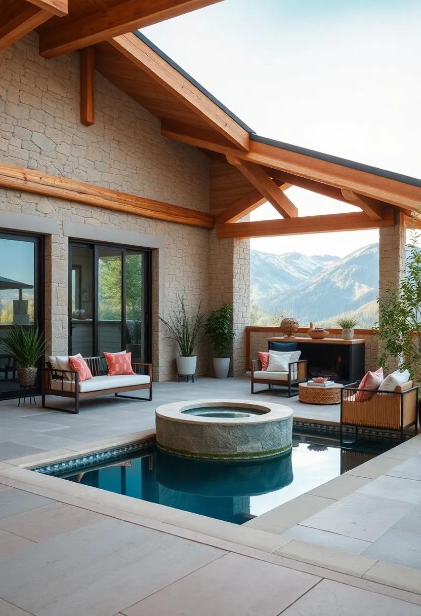 Alpine Chalet ‌patio Featuring a ⁢Heated Pool with Mountain Views