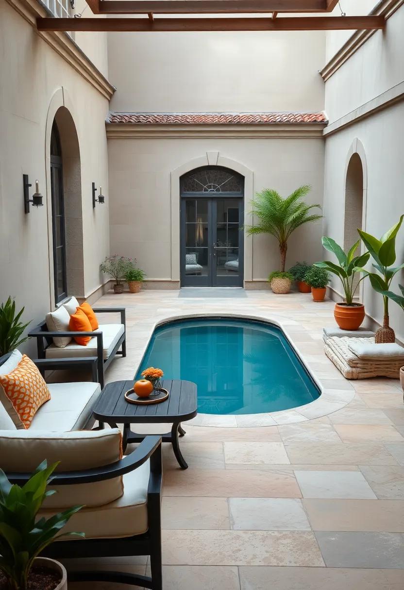 Classic French Courtyard⁢ design with a Small Oval⁣ Reflecting Pool