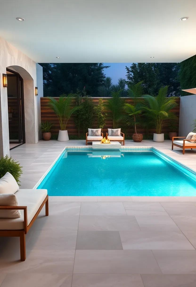 Sleek Minimalist Patio with a Rectangular Infinity ‍Pool