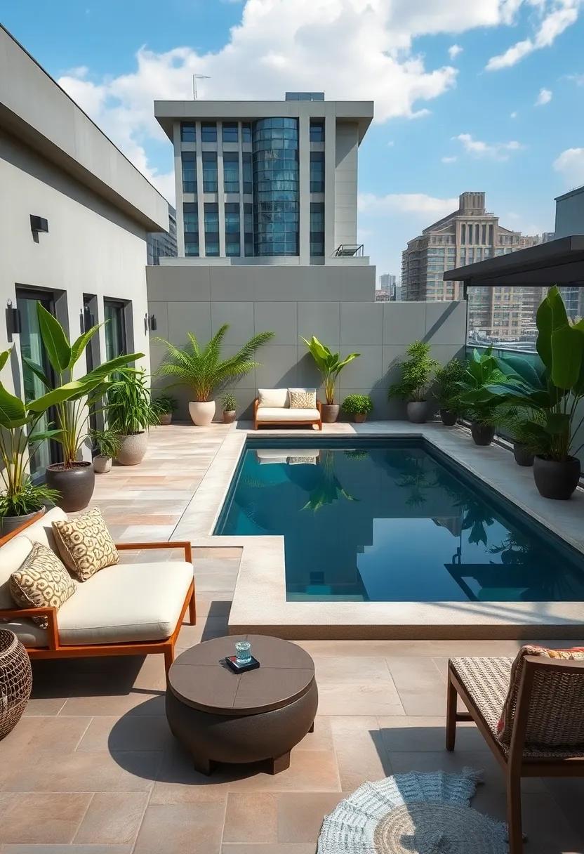 Urban ⁢Rooftop Retreat with a Glass-Edge Plunge Pool