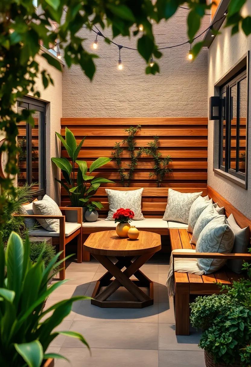 Corner Bench Setup: Create a cozy corner with an ⁤L-shaped wooden bench, perfect for intimate gatherings and maximizing seating