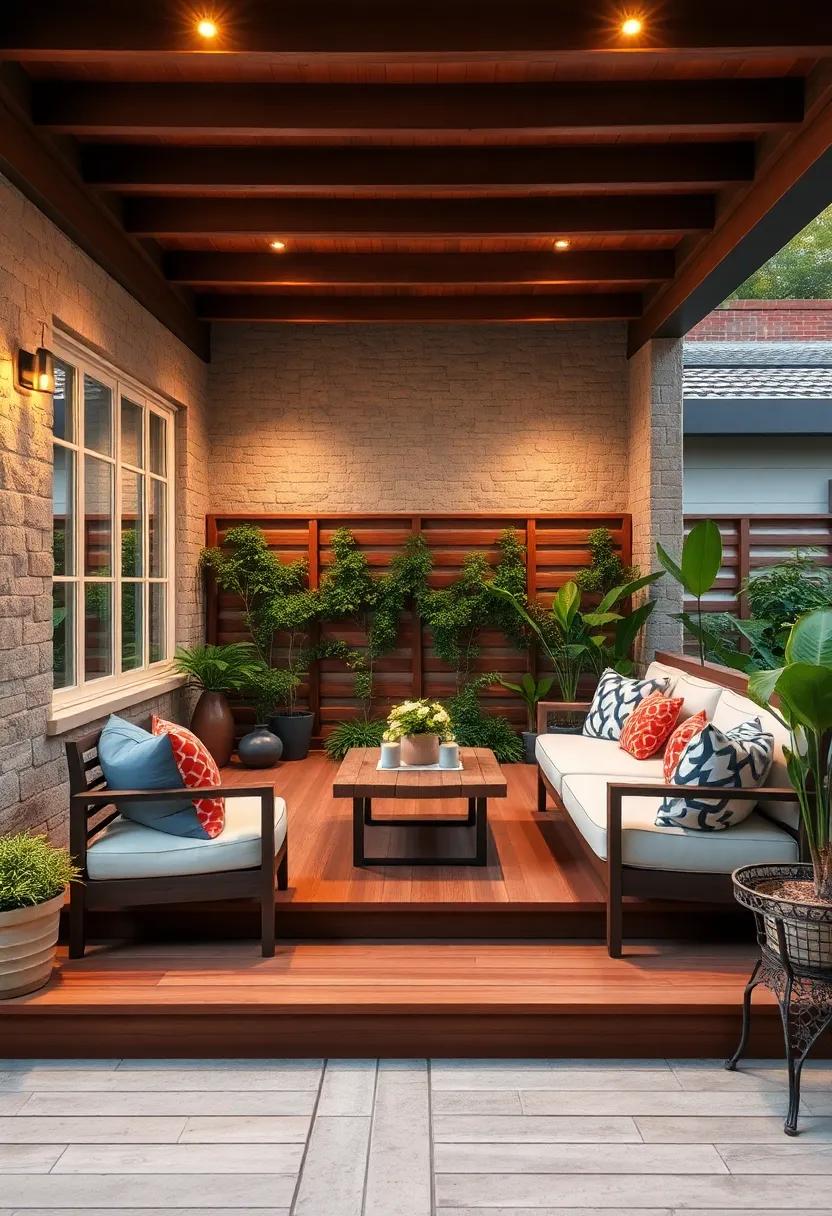 Elevated Seating ⁢platform: place your wooden bench on a raised wooden deck to define your patio’s seating zone distinctly
