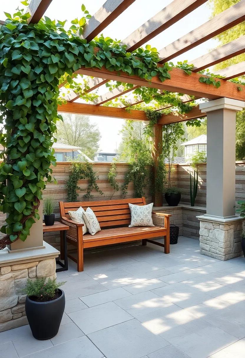 Pergola Retreat: ​Position a ‍wooden bench beneath a pergola draped with climbing vines ⁤for a tranquil, shaded seating nook
