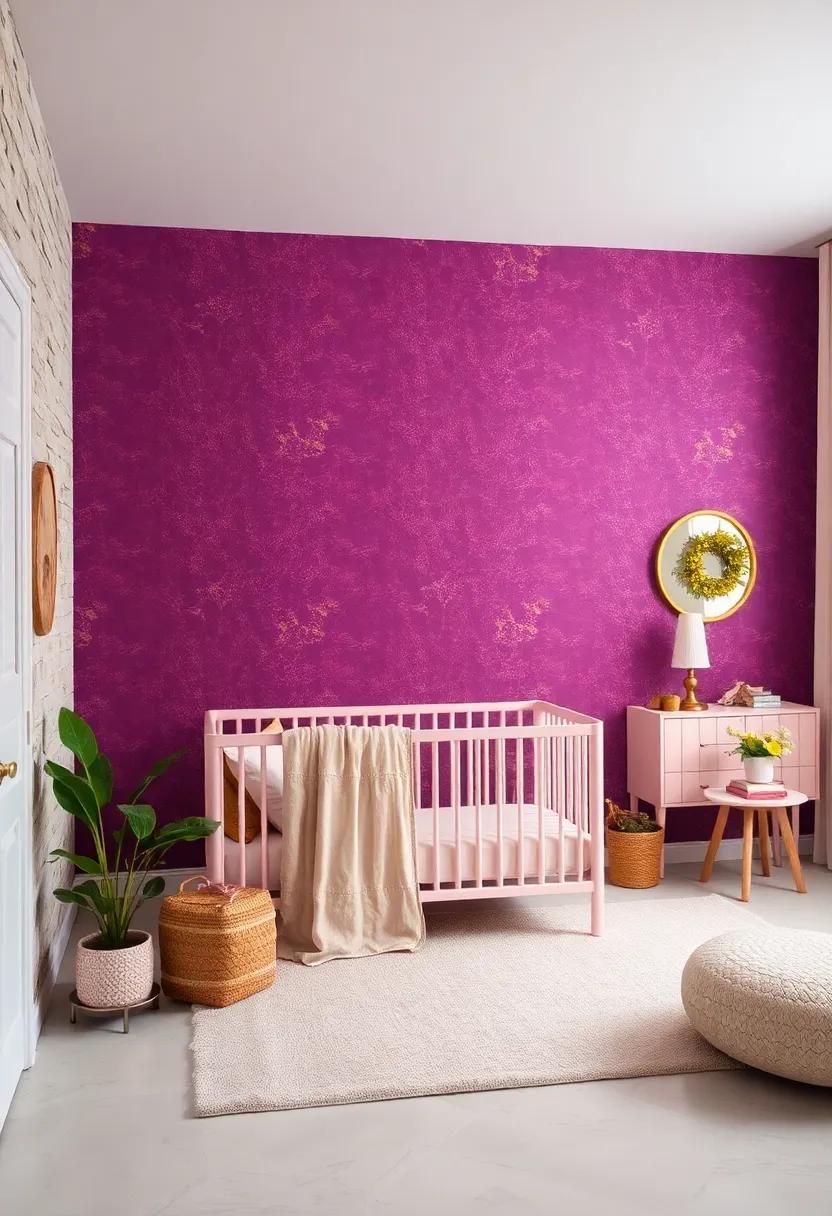Install ⁣plum-colored wallpaper with⁤ subtle gold⁢ speckles or shimmer ‌to add depth⁤ and texture