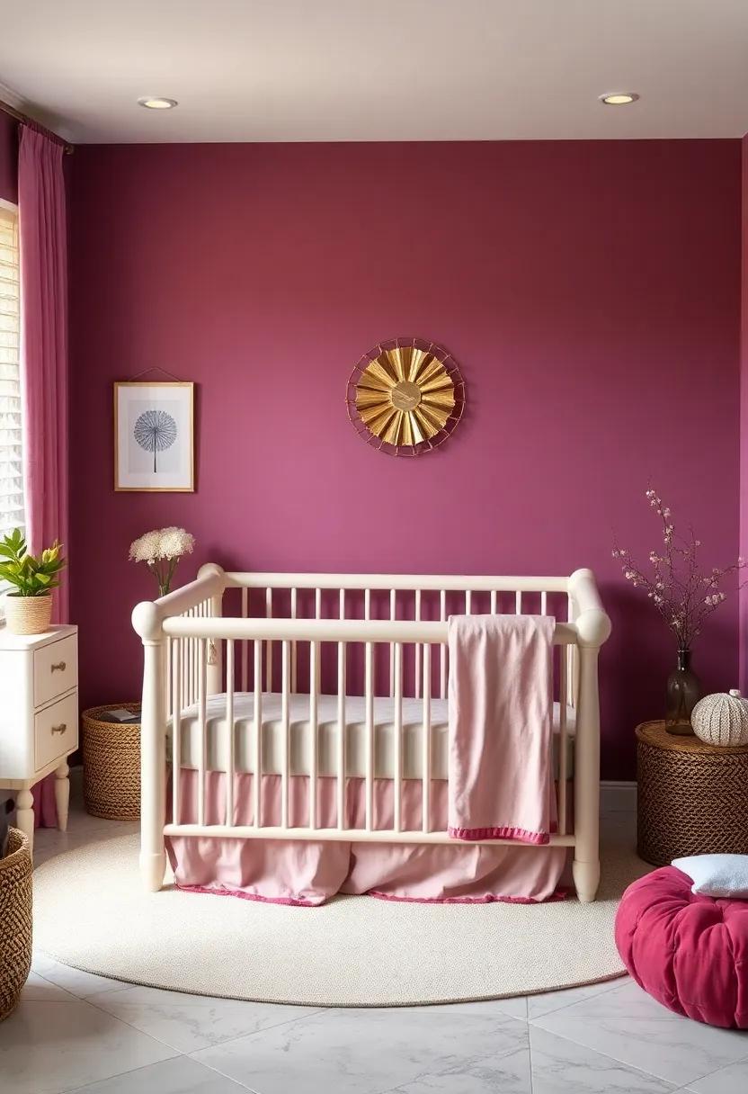 Choose a cozy plum-colored crib bedding set accented with subtle⁣ gold embroidery to add warmth and ‍charm