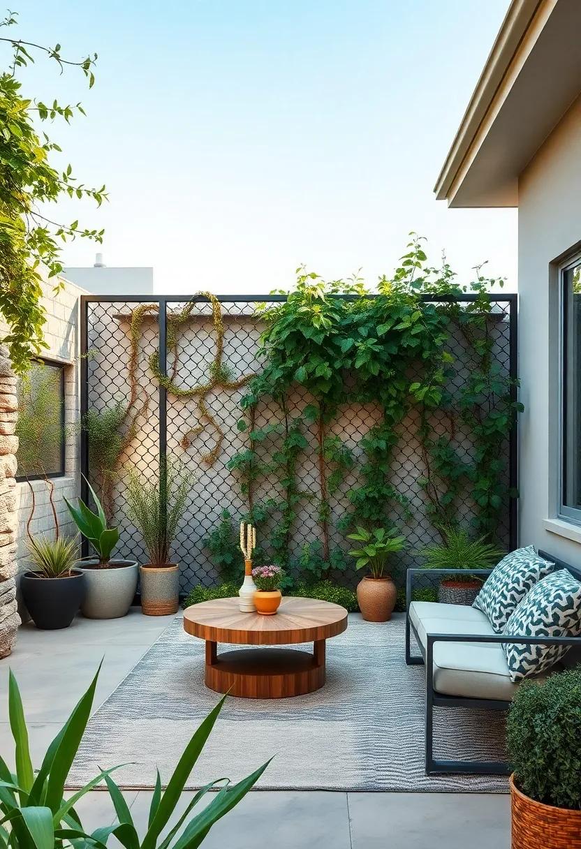 Reclaimed Chain-Link Fence with ⁣Climbing Plants: ⁢Supported and enhanced with vines to soften⁣ metal fences
