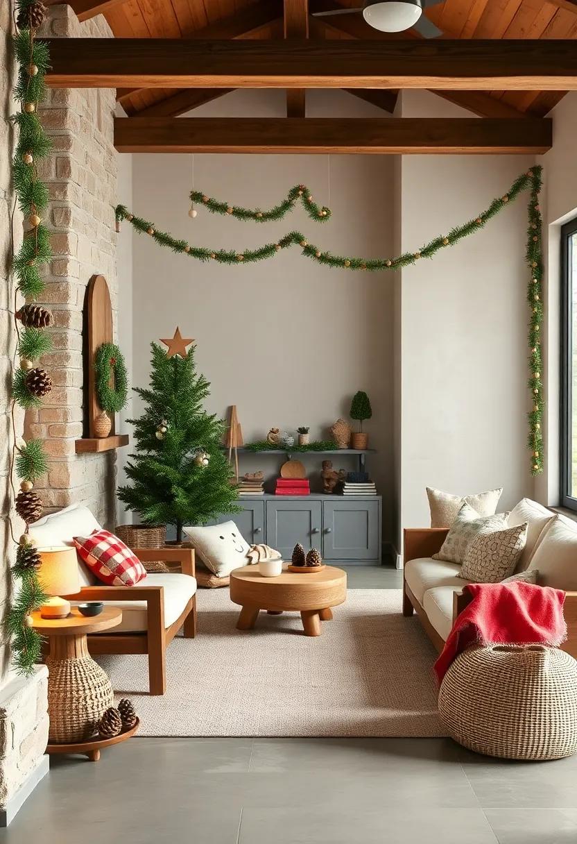 Pinecone Garland Playground: playful ​garlands made of pinecones and wooden ⁢beads bring tactile wonder‍ and festive cheer indoors