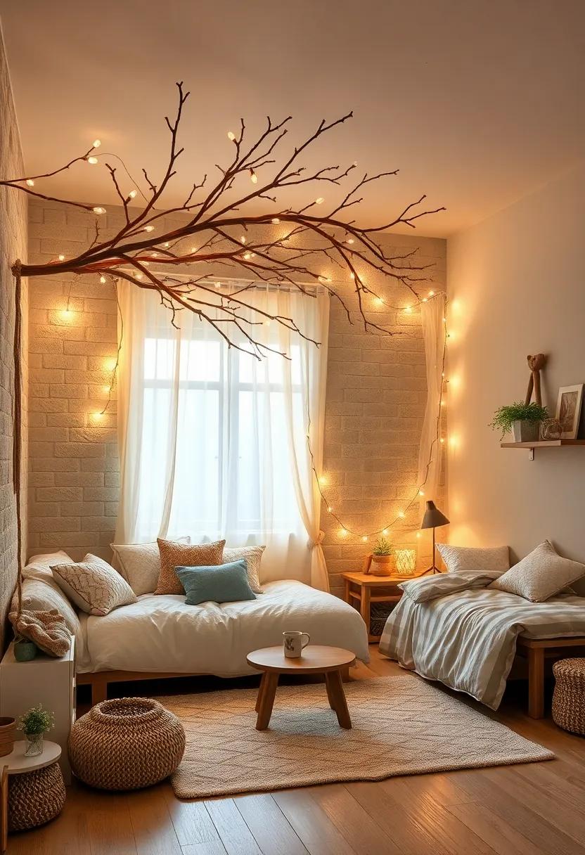 Fairy Lights and‍ Forest Nights: Twinkling string lights draped around rustic​ branches set a magical mood for bedtime tales