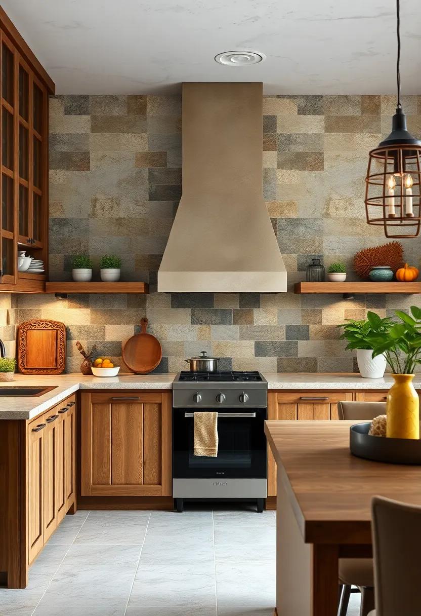 Hand-Painted Tile Backsplash⁢ Featuring Earthy Tones