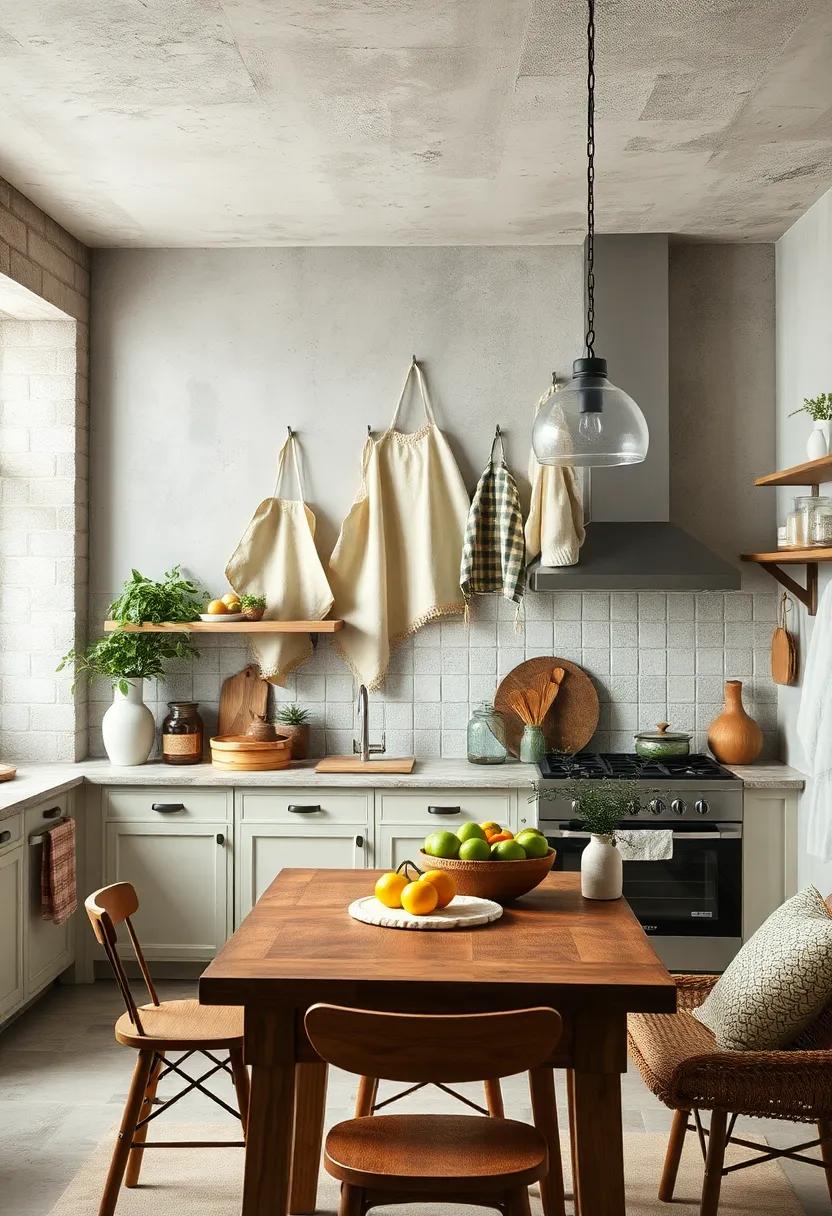 Vintage-Inspired Aprons and Textiles hung as Decor