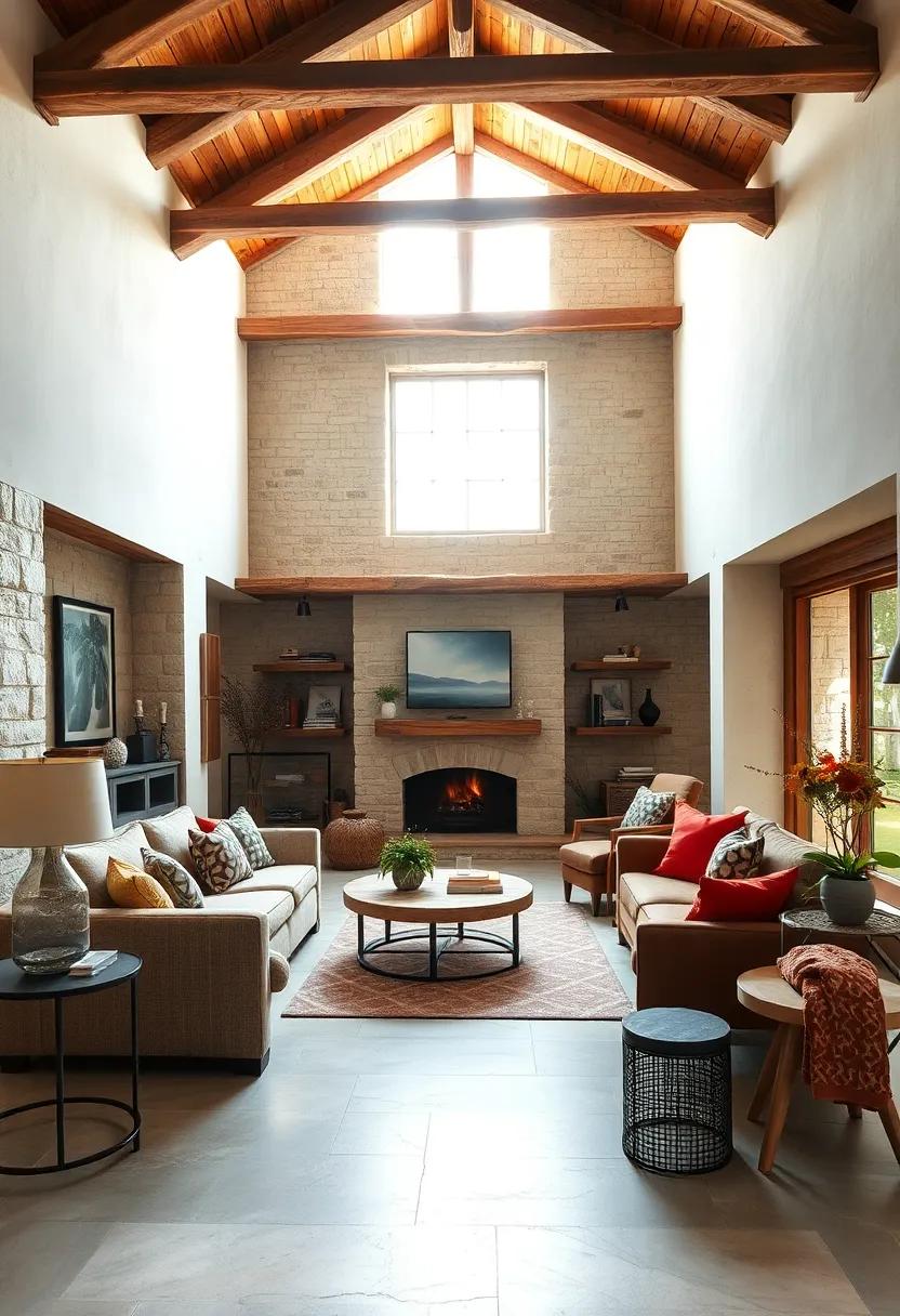 Natural Light Playing Through Open​ Wooden‌ Beam⁤ Ceilings Creating Soft Shadows on Rustic Furnishings