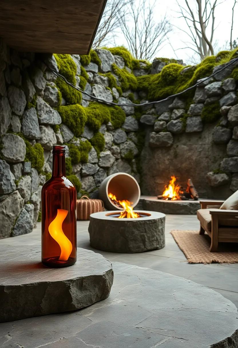 Stacked‍ logs and Hand-Carved Rustic Wooden Tables Offering a​ Warm Welcoming Fire ​pit Dining Experience