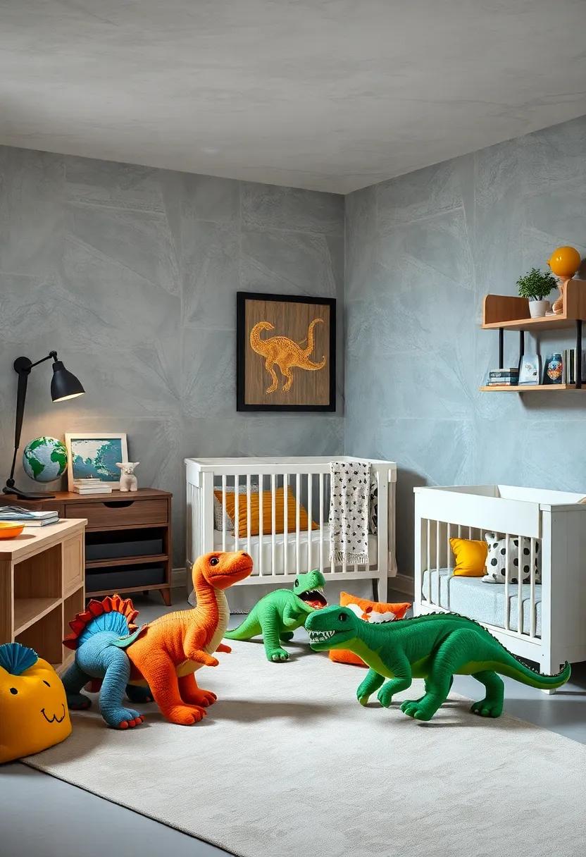 Dinosaur Plush⁢ Toys: Fill the room with soft, cuddly ​dinosaur toys that ​bring prehistoric science to life