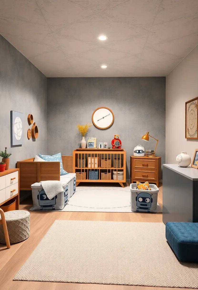 Robot-Themed Storage Bins:‍ Use bins decorated with friendly robot faces to organize toys and clothes efficiently