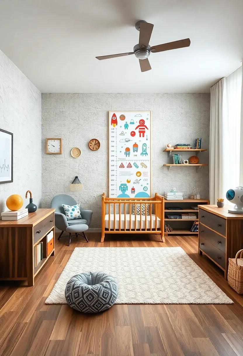 Science-Themed Growth Chart: Track your child’s growth with a chart featuring rockets, robots, or scientific milestones