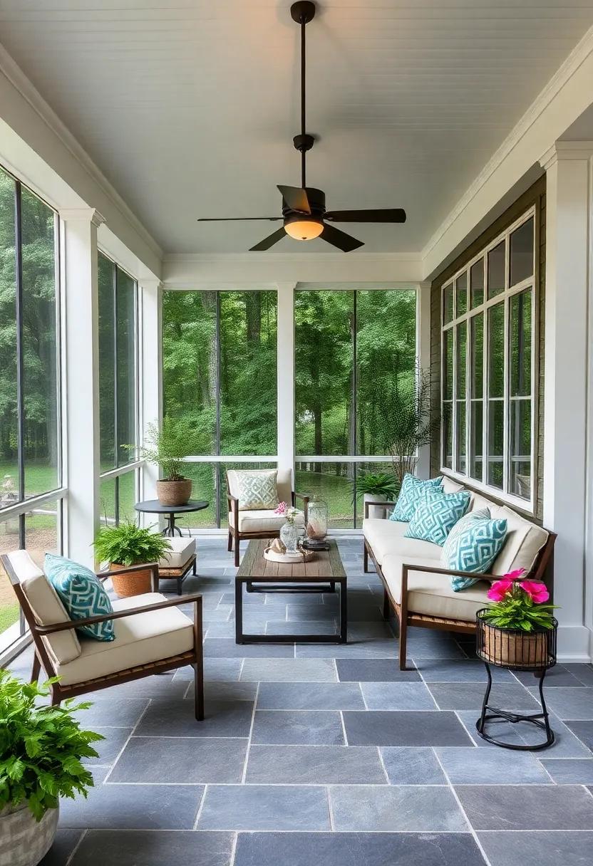 - Bold Slate ⁣Stone Flooring with Natural⁢ Variations Providing a Unique Slate-Like Finish‍ Under Porch ceilings