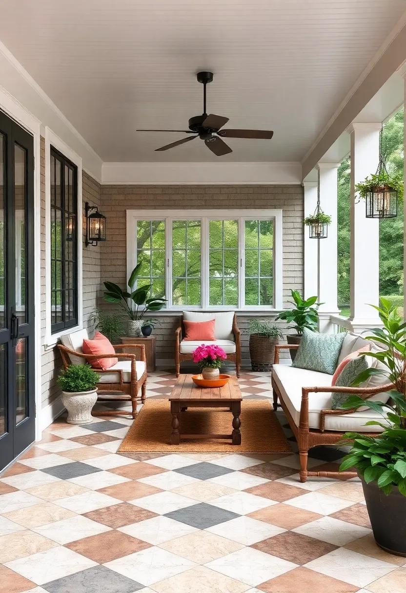 - Classic Checkerboard Patterned Porcelain Tiles in‍ Muted Colors Perfect for Vintage Inspired Porch Designs