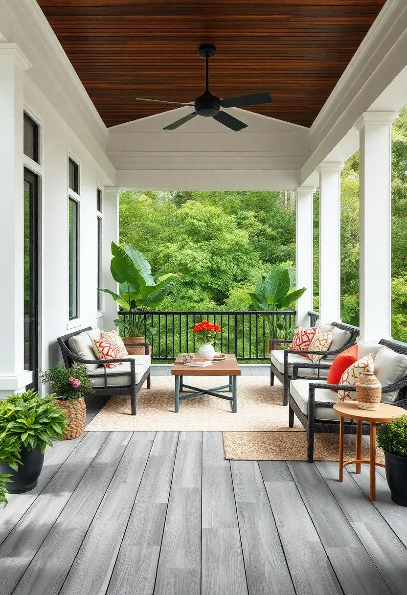 - Contemporary Gray Ash Wood Planks Laid in ⁢Herringbone Pattern Enriching‍ Modern​ Porch Interiors