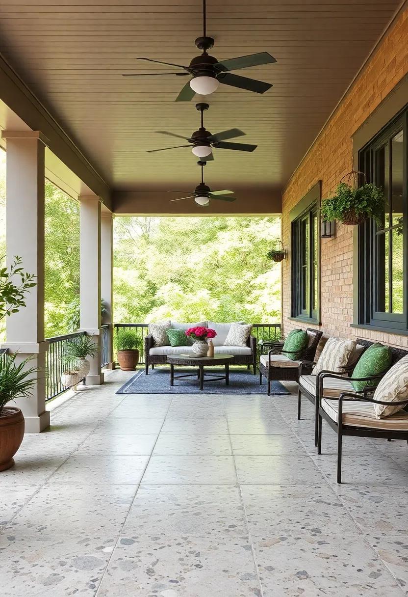 - Polished Terrazzo Flooring Incorporating Multicolored Stone Chips to Add⁢ Artistic Flair ⁢to Porch Spaces
