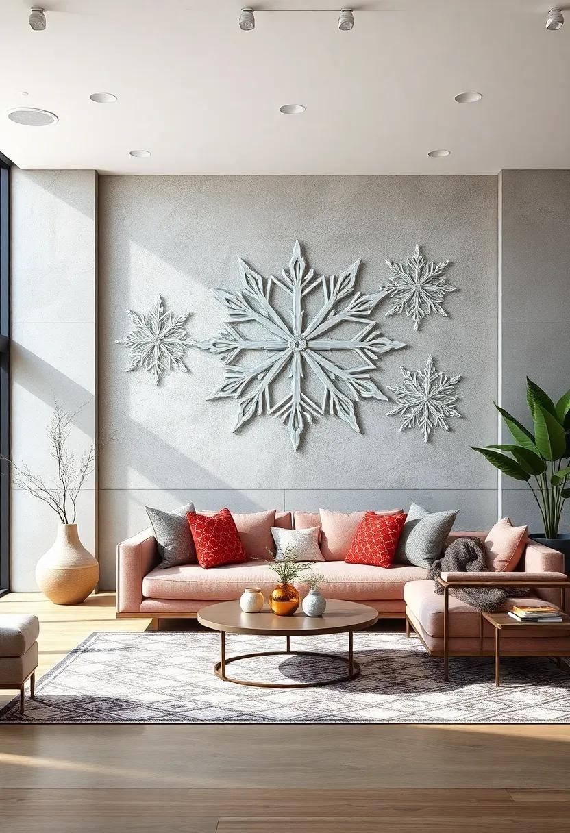 Snowflake Mandalas: Intricately detailed patterns inspired by snowflakes bring delicate winter magic indoors