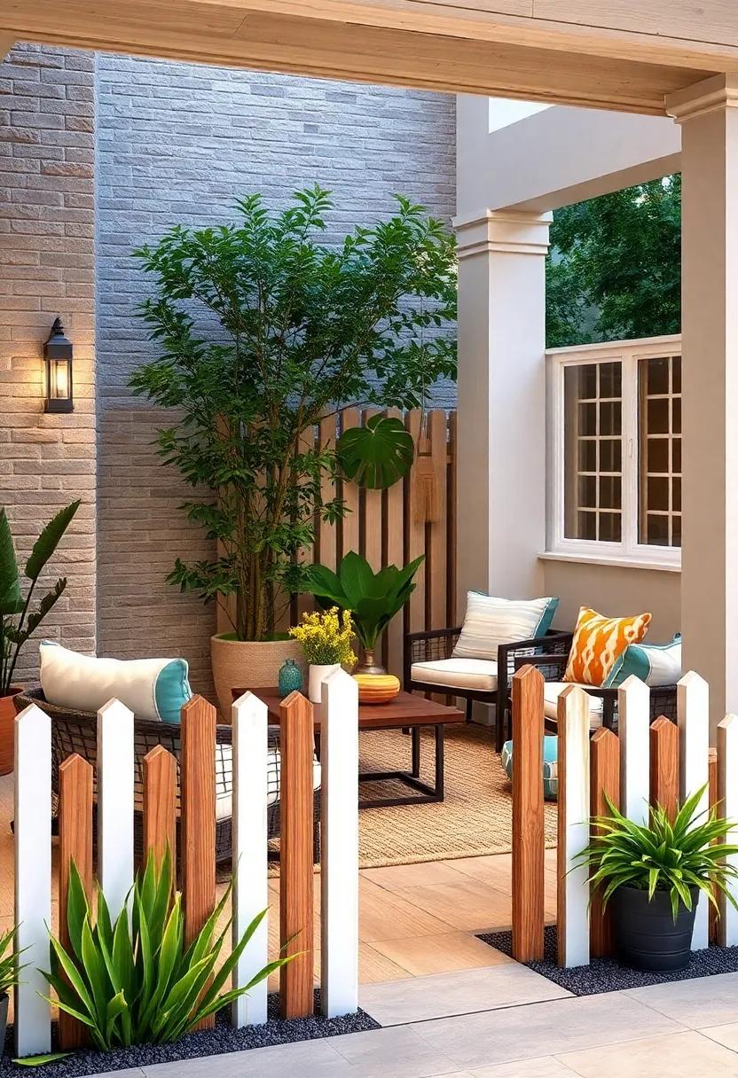 Two-Tone Picket Fence Combining White and Natural Wood