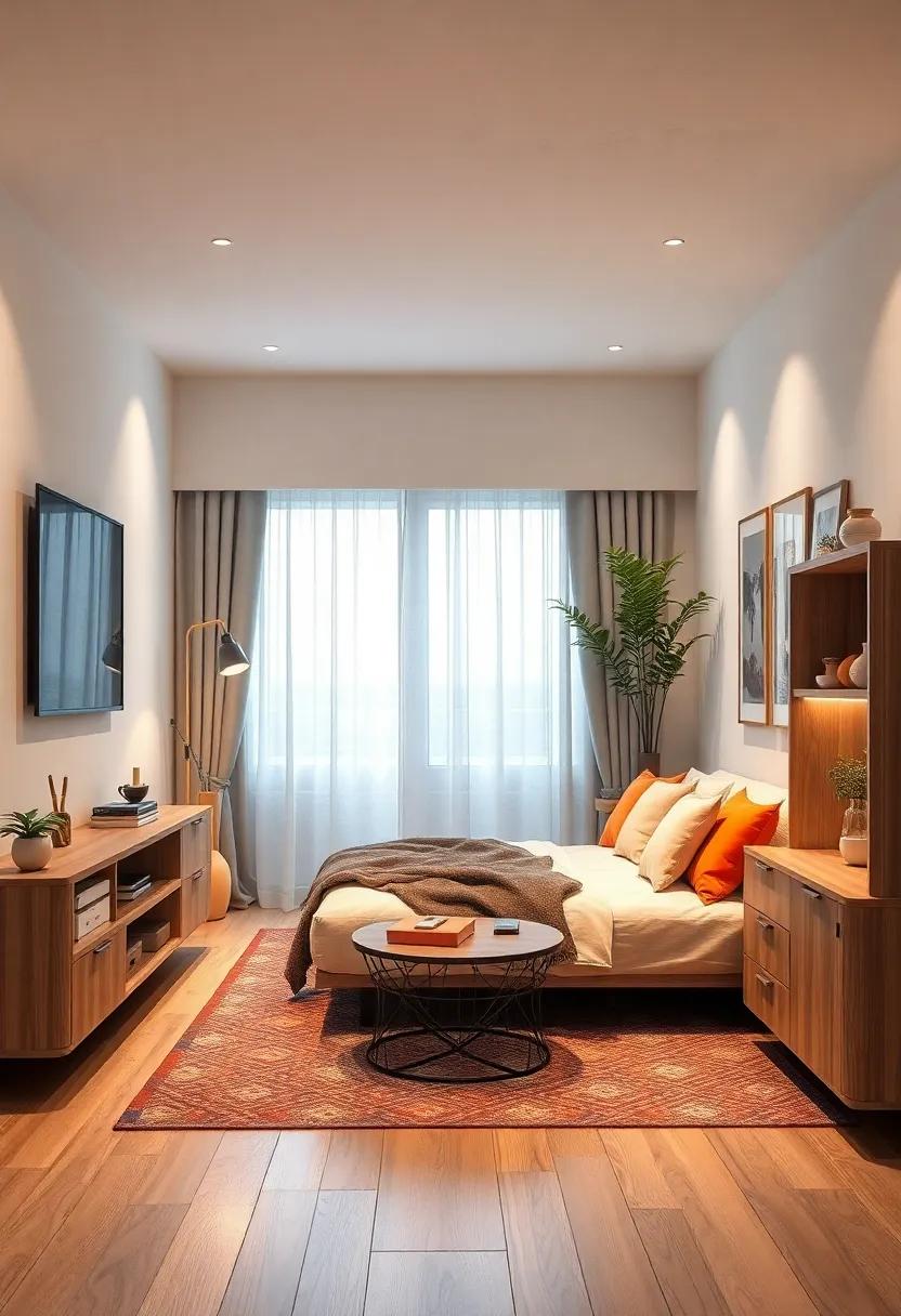 Fold-away daybed that can be tucked‌ into a​ cabinet when not in use