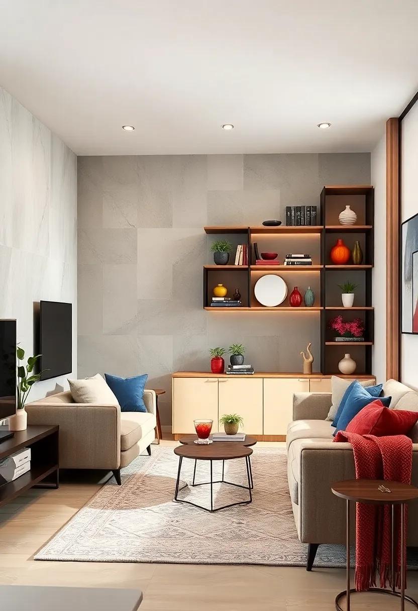 multi-tiered corner shelves that convert into a small desk or vanity area