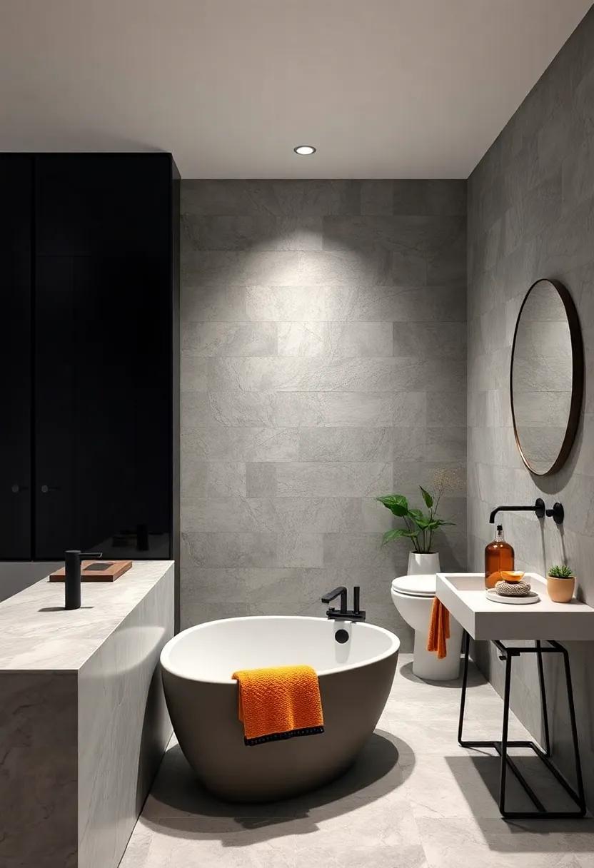 Monochrome Palette with ⁢Matte ‌Black Fixtures and Small Tub – Use a consistent⁣ monochrome color⁤ scheme with ⁣matte black faucets⁢ and a compact tub ⁢to create a cohesive and modern look