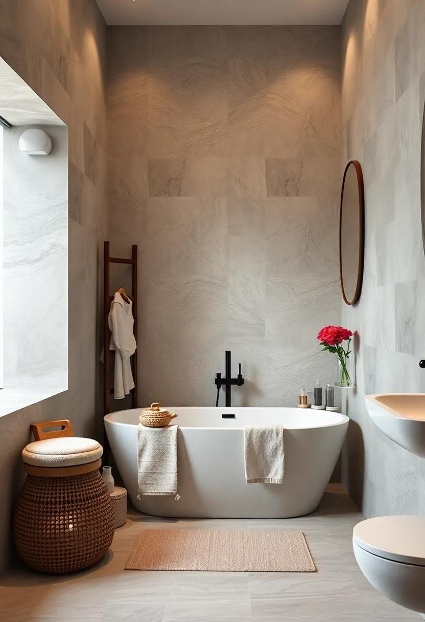 Tub with‌ Tall vertical ‍Storage Ladder ​– Use a sleek, tall ladder rack beside the tub to⁢ hold towels and toiletries vertically, ‌freeing floor space in compact bathrooms