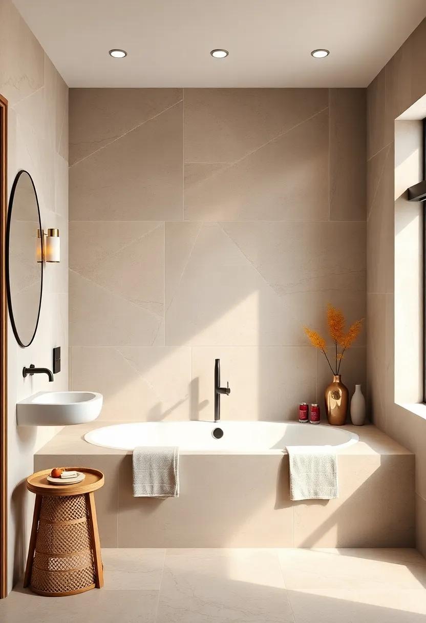 wall-Hung Faucet Above⁣ a Built-in Tub Bench ‌–‌ Position ​a wall-hung faucet ⁤over a built-in seating bench that extends from the tub, enabling⁢ seating and​ styling space without crowding