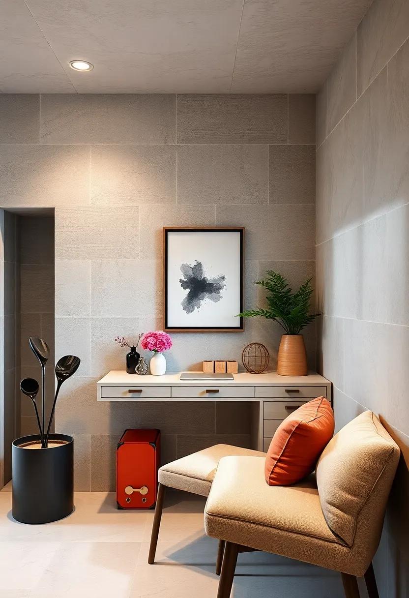 A‌ wall desk‌ combined with ⁤built-in planters introduces greenery, boosting mood and productivity while saving space