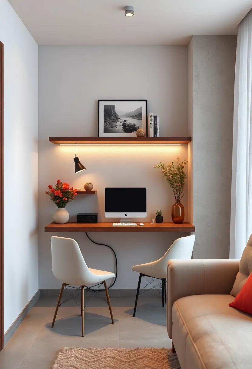 A wall-mounted⁢ desk with cable management channels keeps cords tidy and out of sight for a polished look