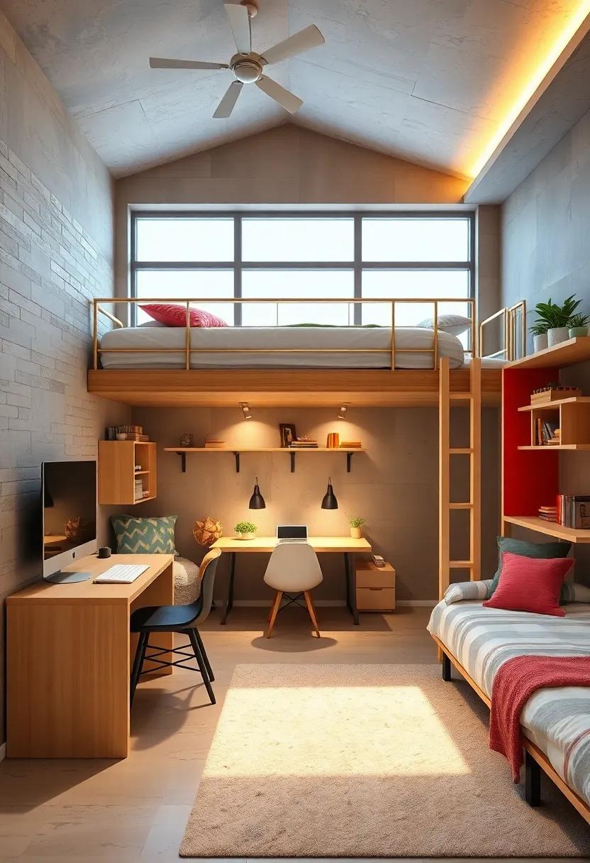 Integrating Study desks Under Loft Beds to Create Compact Homework Zones for Young Learners