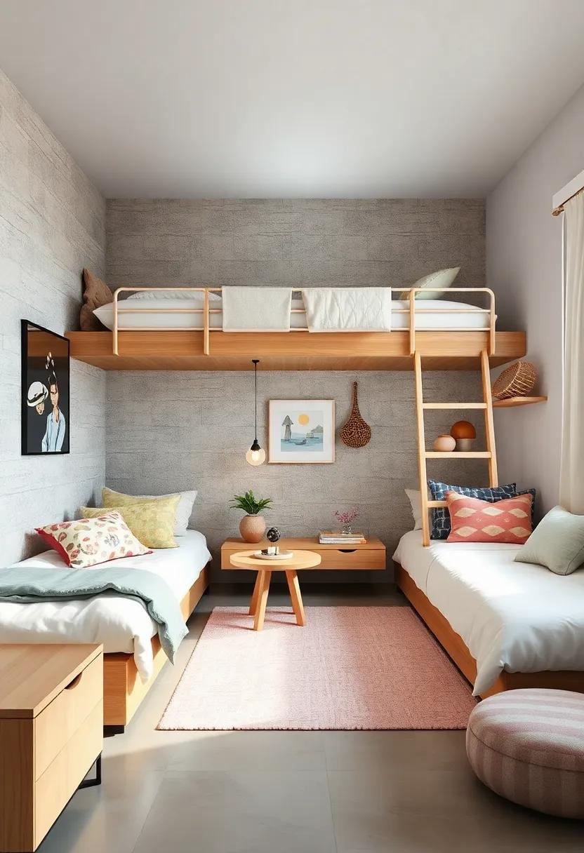 Loft bed Concepts with Dual Beds or Bunk Combinations Ideal for Shared Kids’ Rooms or Sleepovers