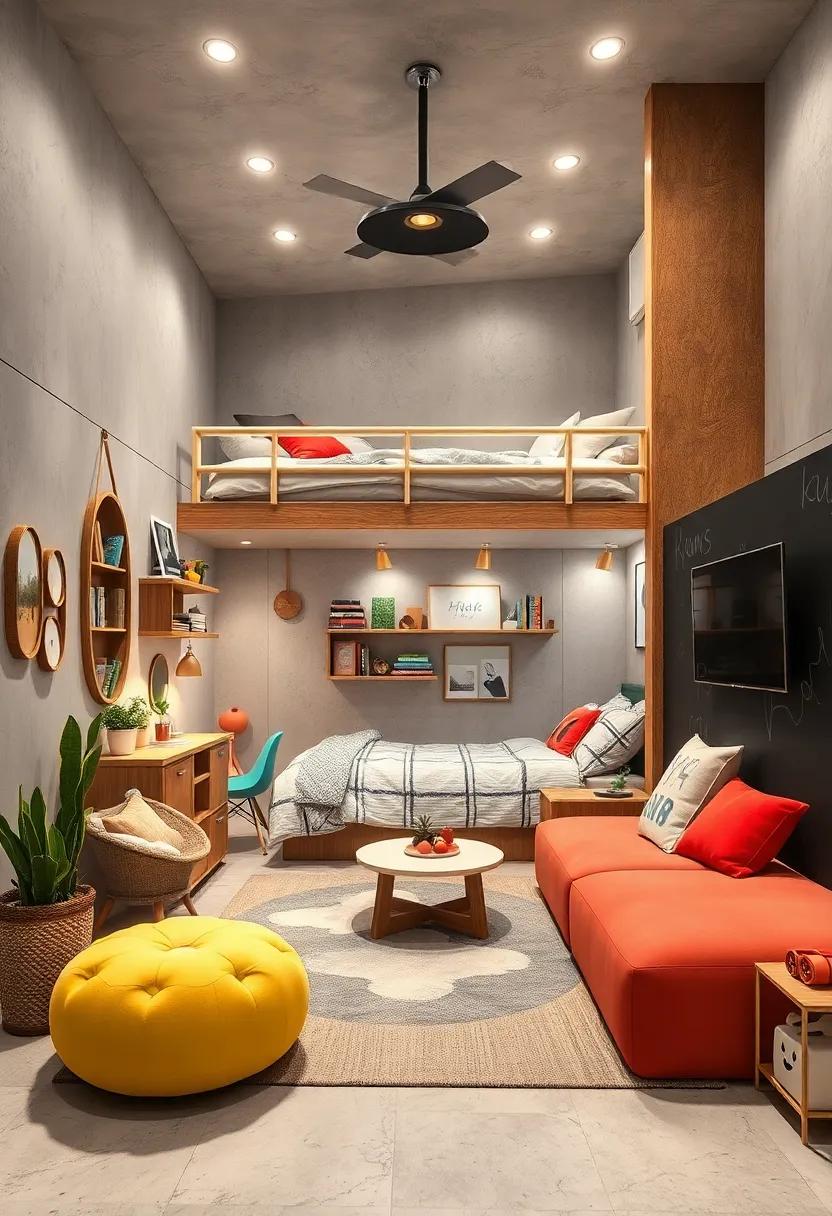 Incorporating Chalkboard Walls or Magnetic Surfaces Adjacent to Loft Beds for Hands-On Creativity