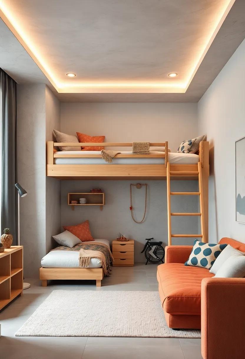 Incorporating Safe Climbing Walls and Rope Ladders on Loft Beds to Encourage Active Play