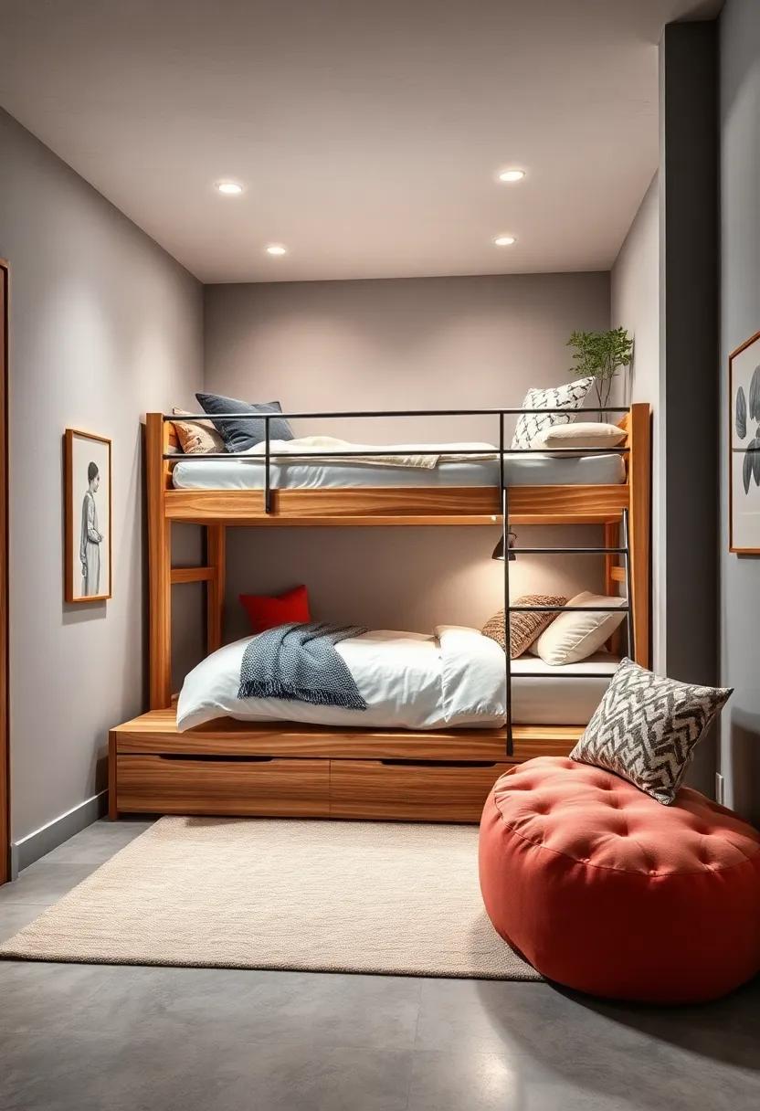 A loft bed with a pull-out trundle⁢ bed underneath,⁣ perfect for sleepovers while ⁣keeping the main room clutter-free