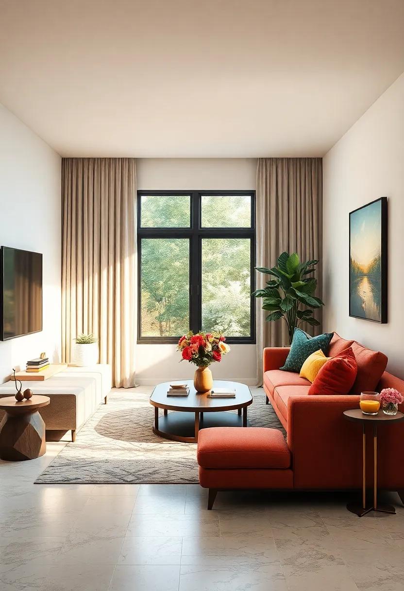 opt for ‍a neutral palette⁤ accented⁤ with pops ⁢of bright color to keep the‍ room lively yet sophisticated