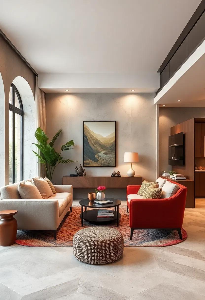 Select furniture with slender‌ legs to open up floor space and add an elegant touch