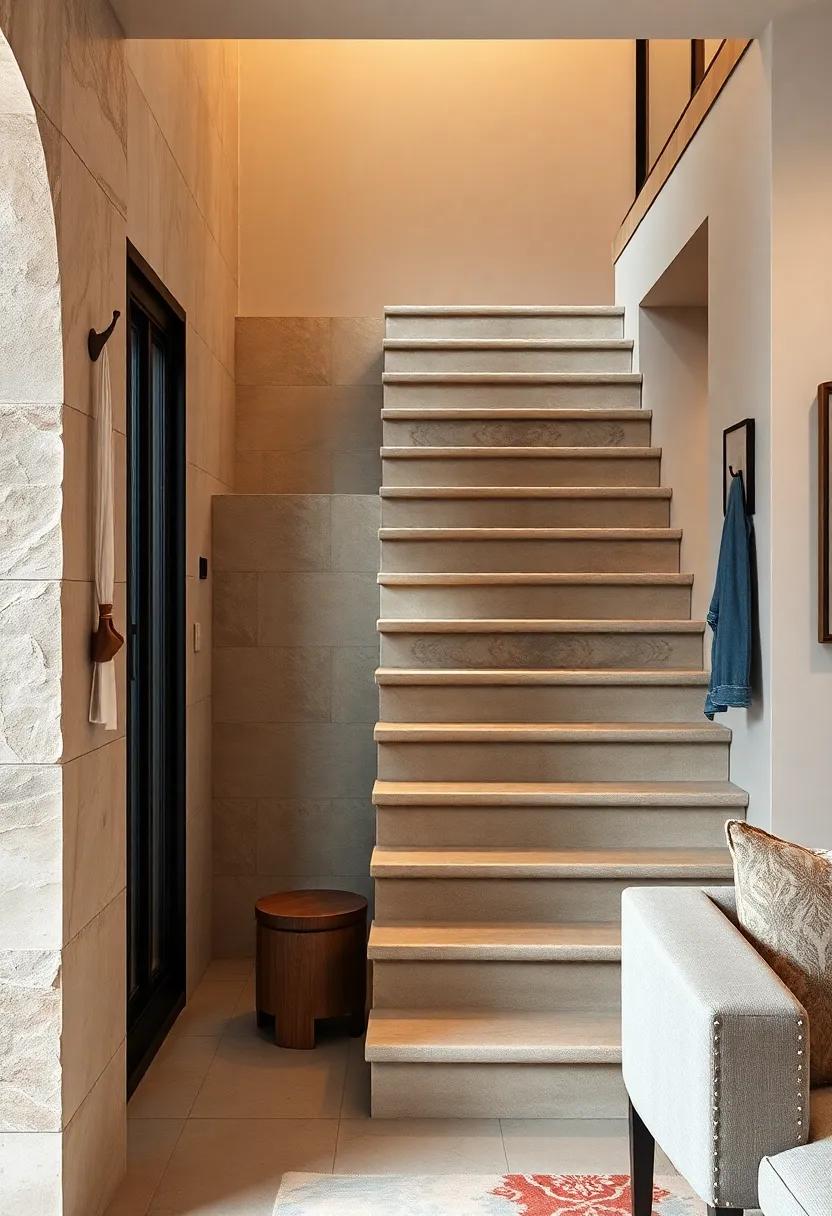 Hidden Coat Hooks and ⁣Umbrella Stands on Stair Side Panels