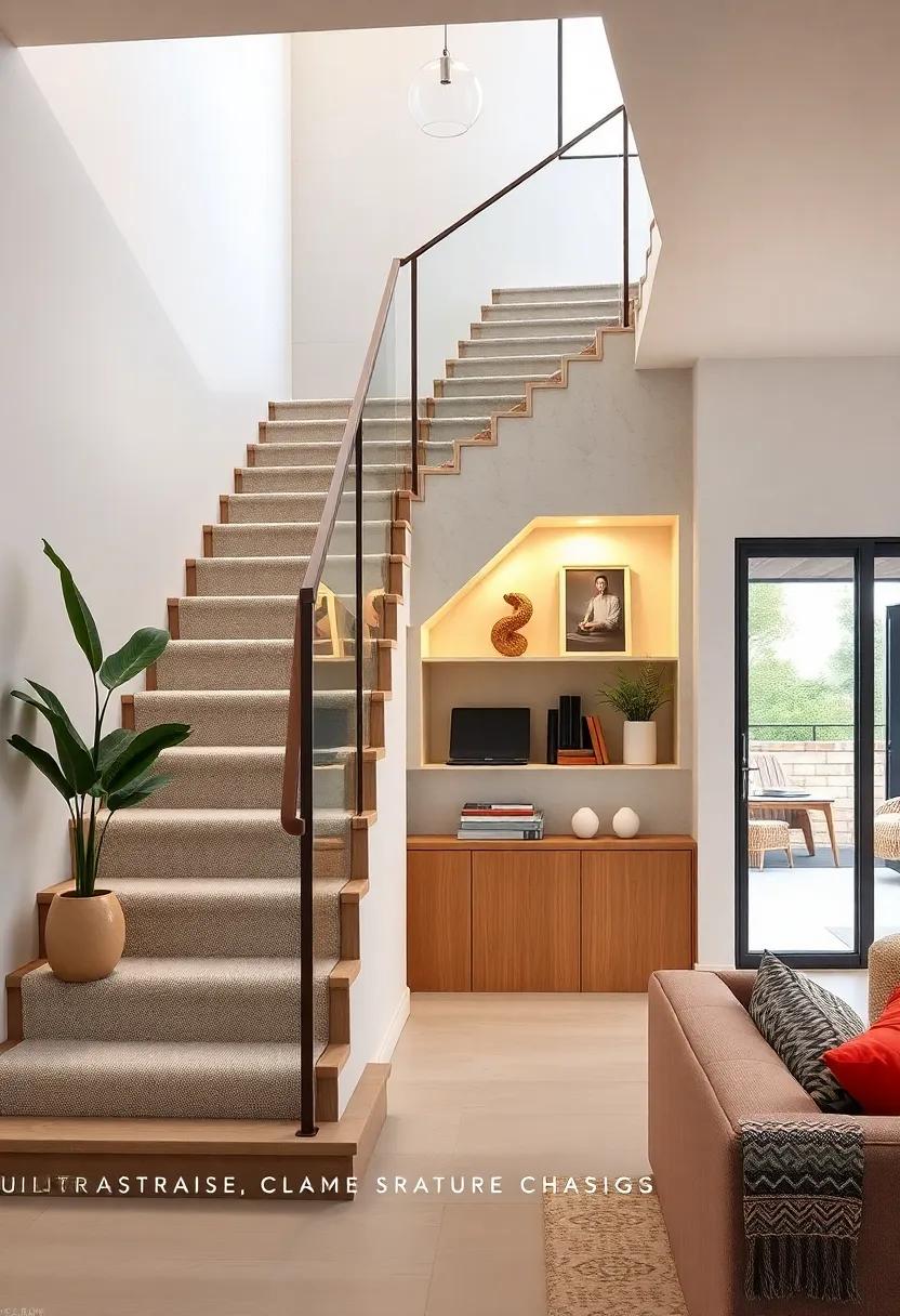Staircase with Integrated Charging Station ‌and ‍Tech Storage