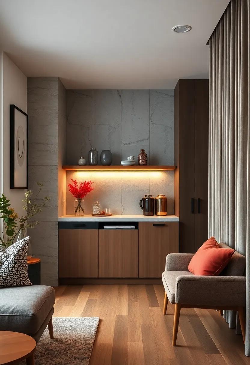 Compact and functional, this‌ breakfast bar includes hidden storage underneath, ​maximizing every inch​ of ⁢the ‌studio