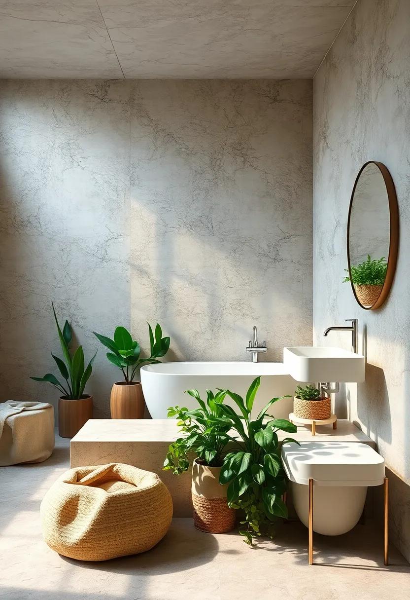 Embrace greenery by adding small,moisture-loving plants to improve air quality and aesthetics