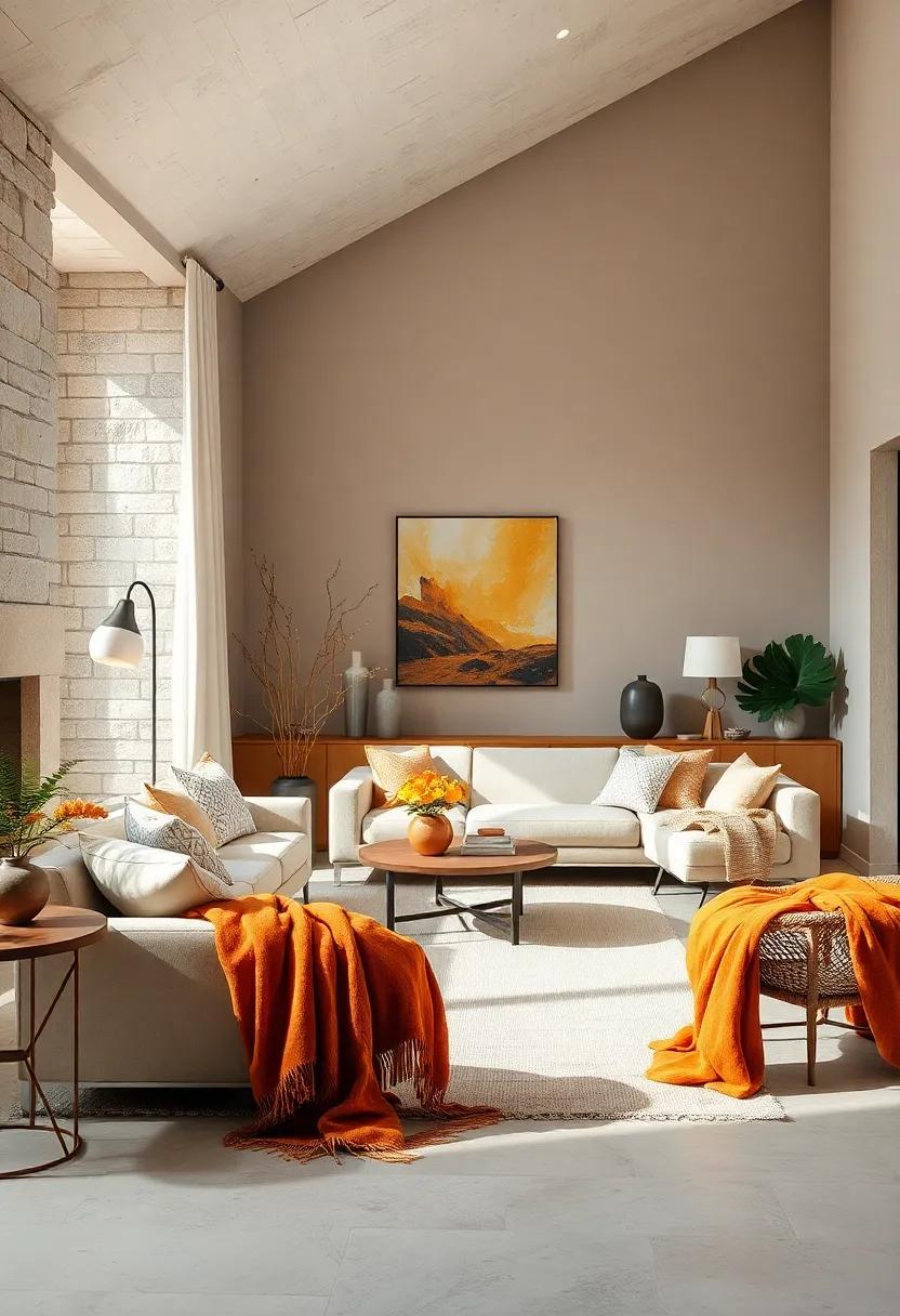 Swap out light⁢ summer⁤ linens for rich, burnt ​orange throws to instantly warm ⁤up ‍your living‍ room