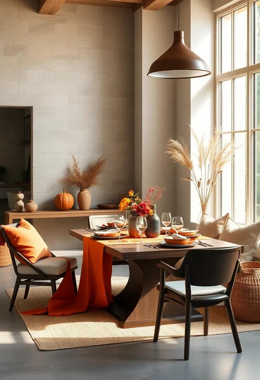 Use rich pumpkin-colored table ​linens to bring seasonal cheer ‌to your dining area