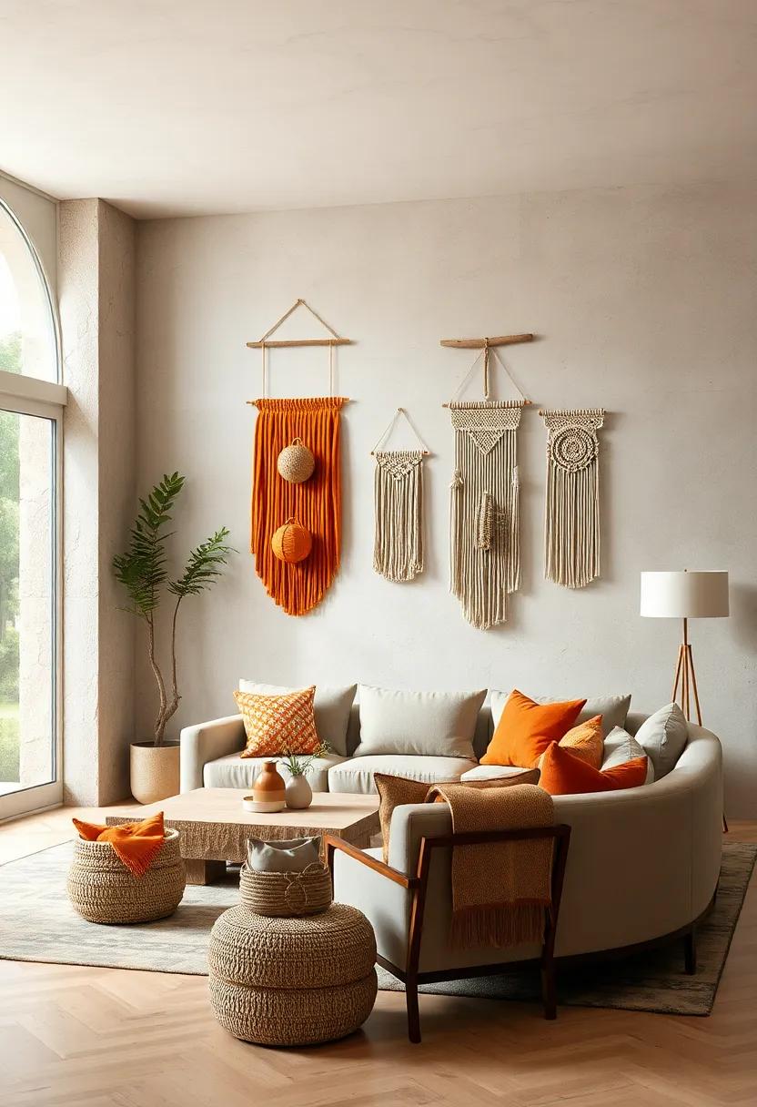 Incorporate ⁣textured wall hangings or macramé in burnt orange ‌or ochre for⁣ a handcrafted feel